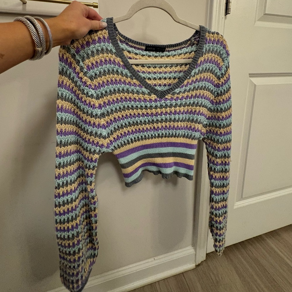 Striped Multicolor Knit Crop Top